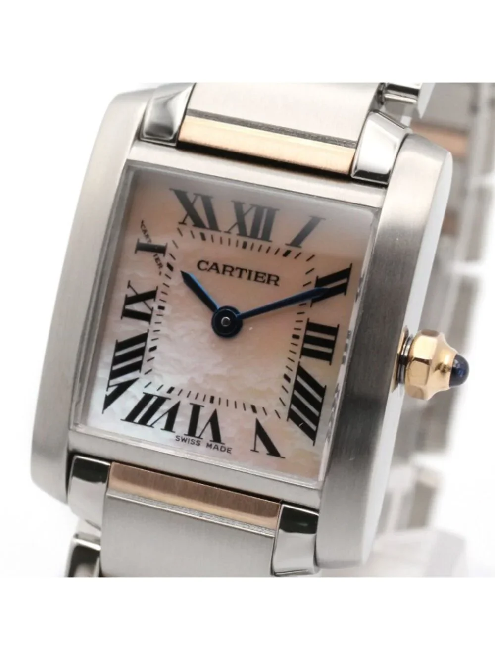 Cartier Watch Tank Francaise SM Pink Shell 18k Gold Stainless Steel